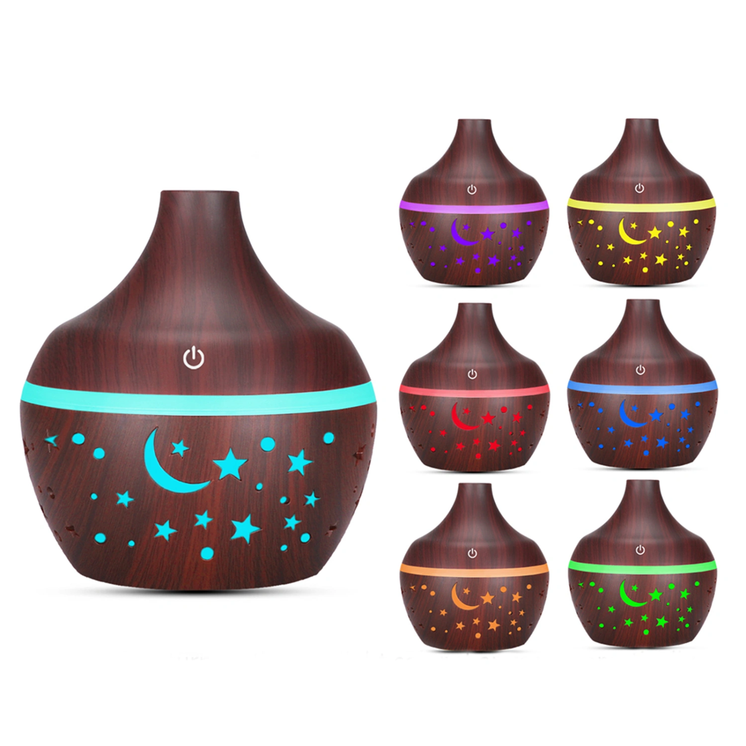 300mlAir Diffuser Aromatic Essential Oil Humidifier Aromatherapy Mist HumidifierDark Wooden Grain