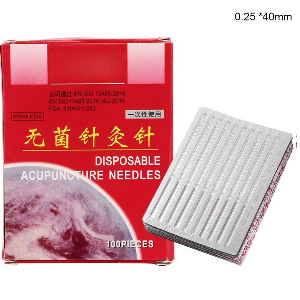 100pcs / box Disposable Acupuncture Needle Stainless Steel Sterile Needle0.25 x 40