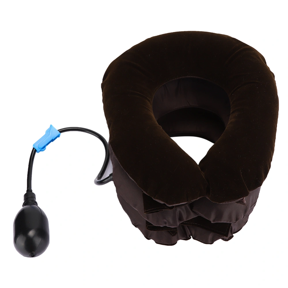 3 Layer Inflatable Cervical Neck Support Pain Relief Neck Traction DevicesCoffee