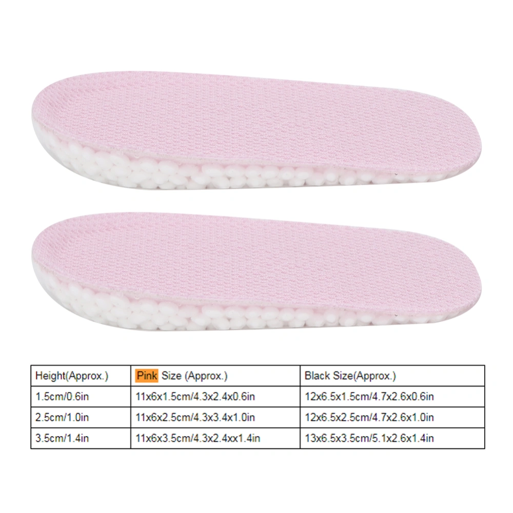 Pair Height Increase Insole Half Invisible Heel Insert Shoes Lift Pad Taller CushionPink (Female) 1.5cm/0.6in