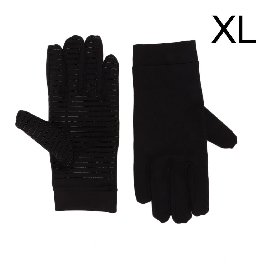 Pair of Copper Fiber Gloves Non-Slip Hands Arthritis Compression Therapy Gloves Joint Pain Relief(Black XL(24-28cm))