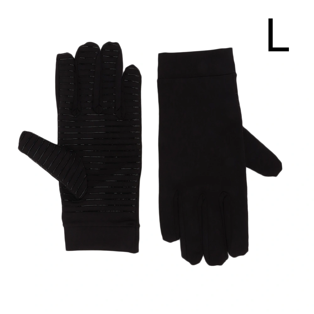 Pair of Copper Fiber Gloves Non-Slip Hands Arthritis Compression Therapy Gloves Joint Pain Relief(Black L(20-24cm))