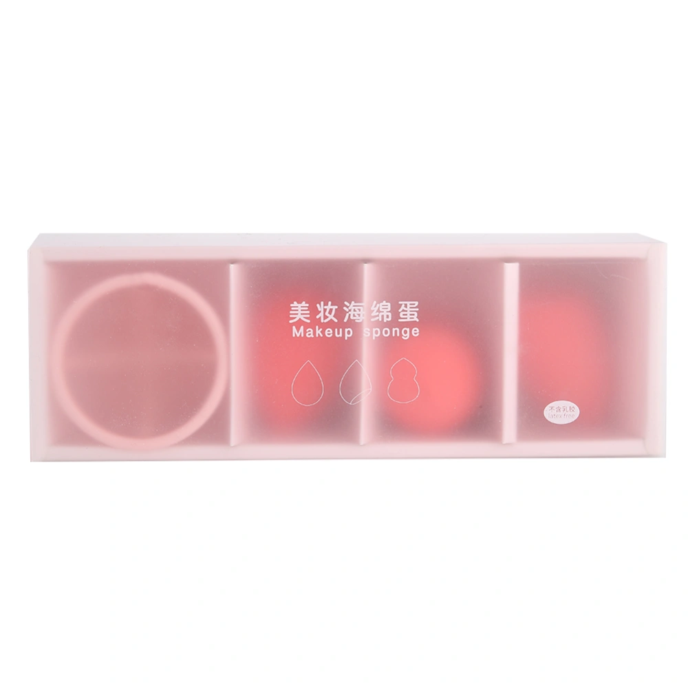 3+1 Dry Wet Dual Use Facial Powder Puff Box Set Makeup Sponge Egg Shaped Cosmetic Accessory