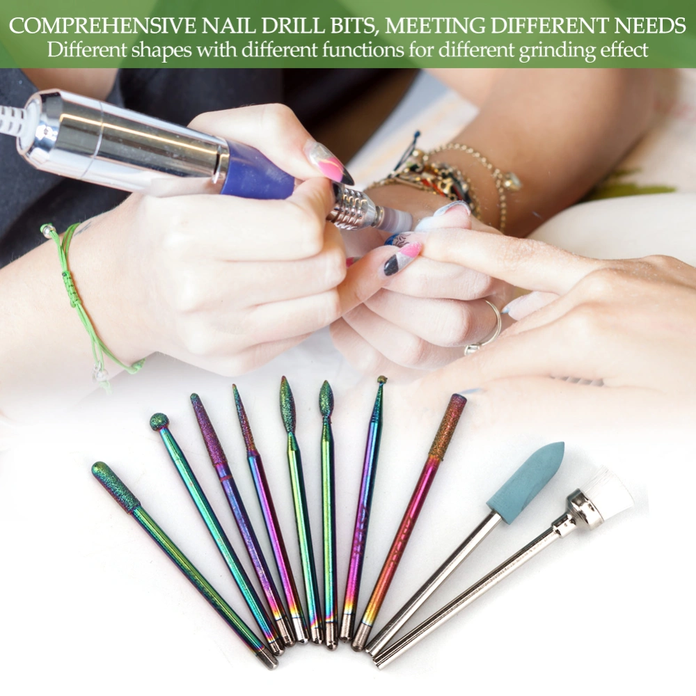 10pcs Nail Drill Bits Kit Manicure Pedicure Nail Polishing Machine Spare Parts AccessoryBH-04