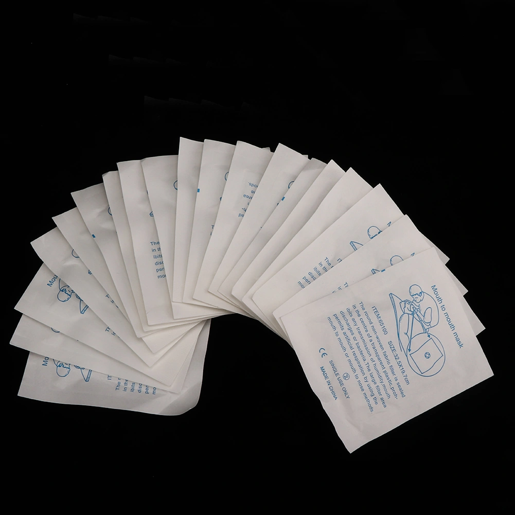 20pcs Disposable CPR Face Shield Artificial Respiration Breathing Training Barrier Mask