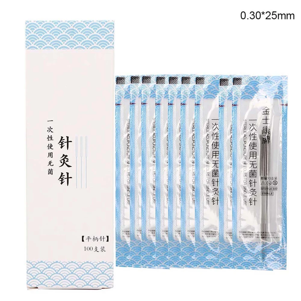 100pcs / box Disposable Sterile Acupuncture Needle Stainless Steel Needle0.30 x 25