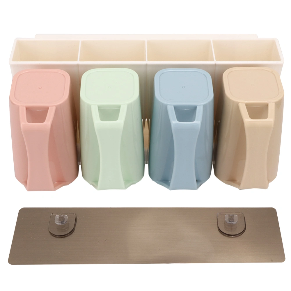 Wall Mounted Toothbrush Mouthwash Cup Holder Easy Install Bathroom Organizer Accessory Set