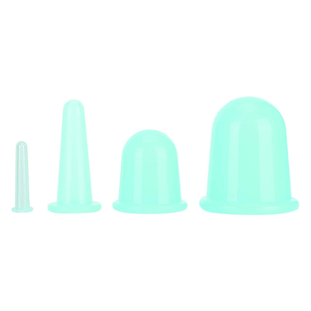 4Pcs Cupping Cup Vacuum Body Massage Helper Anti Cellulite Silicone Health Care ToolGreen