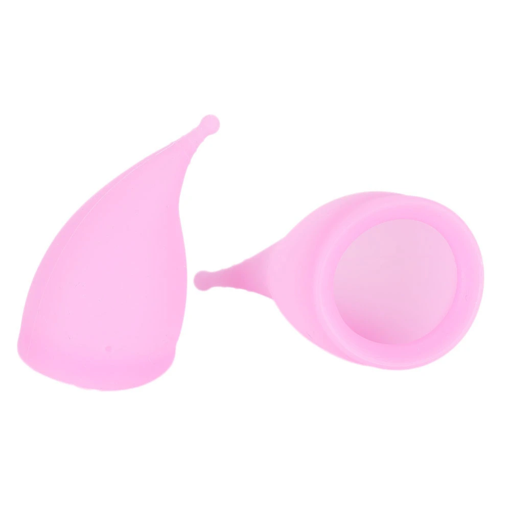 Silicone Women Reusable Menstrual Cup Collector Safe Female Period Lady Feminine Hygiene Cup(Pink L S )