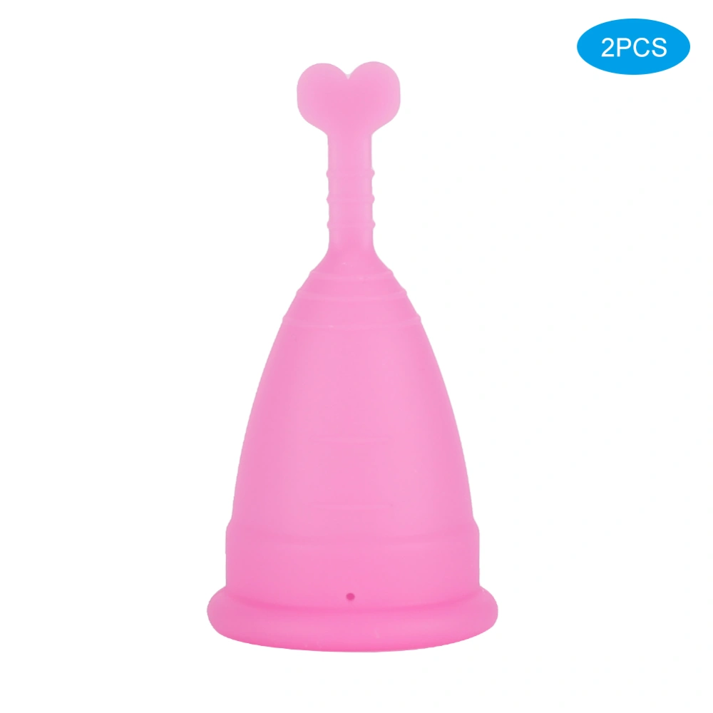 2Pcs Silicone Menstrual Cup Women Female Feminine Hygiene Cup Menstruation SuppliesHeart Shaped Pink S