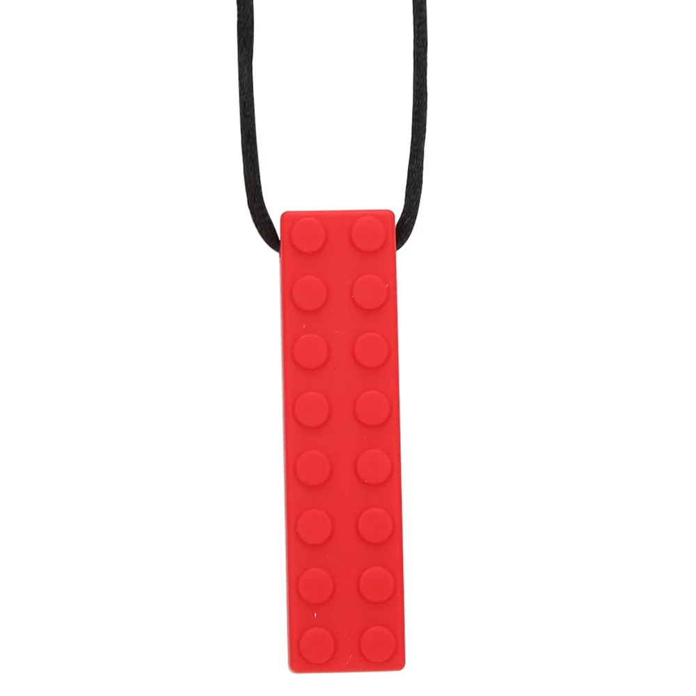 Silicone Building Blocks Teether Baby Chewing Pendant Necklace Teething StickRed