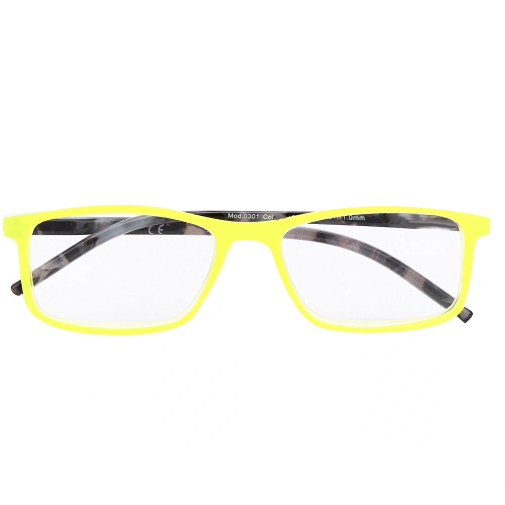 Unisex Reading Glasses Ultralight Portable Clear Lens Elder Glasses for Men Women(Yellow +300)