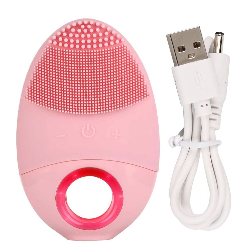 Facial Cleansing Machine Electric Silicone Waterproof Vibration Facial Cleaner Pink