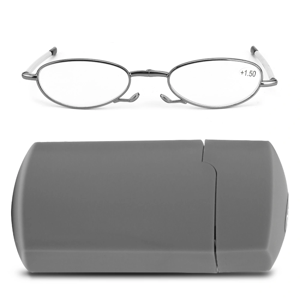 Presbyopic Glasses Men Women Folding Portable Anti Fatigue Reading Glasses(Grey +1.50)