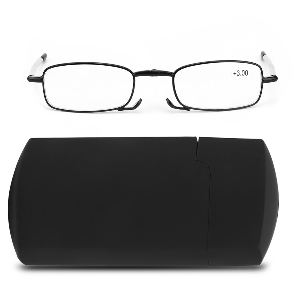 Presbyopic Glasses Men Women Folding Portable Anti Fatigue Reading Glasses(Black +3.00)