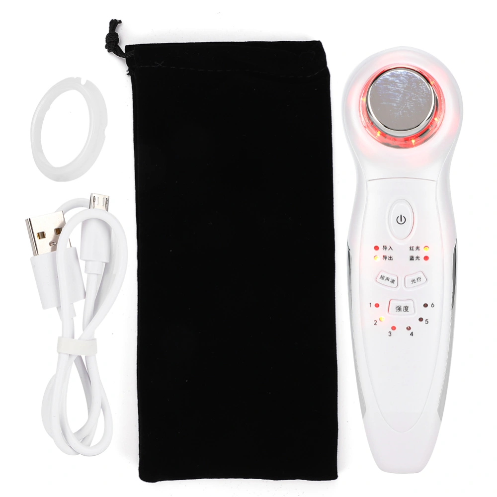 Ultrasonic Handheld Red Blue Light Vibration Anti Aging Facial Soothing Beauty Machine