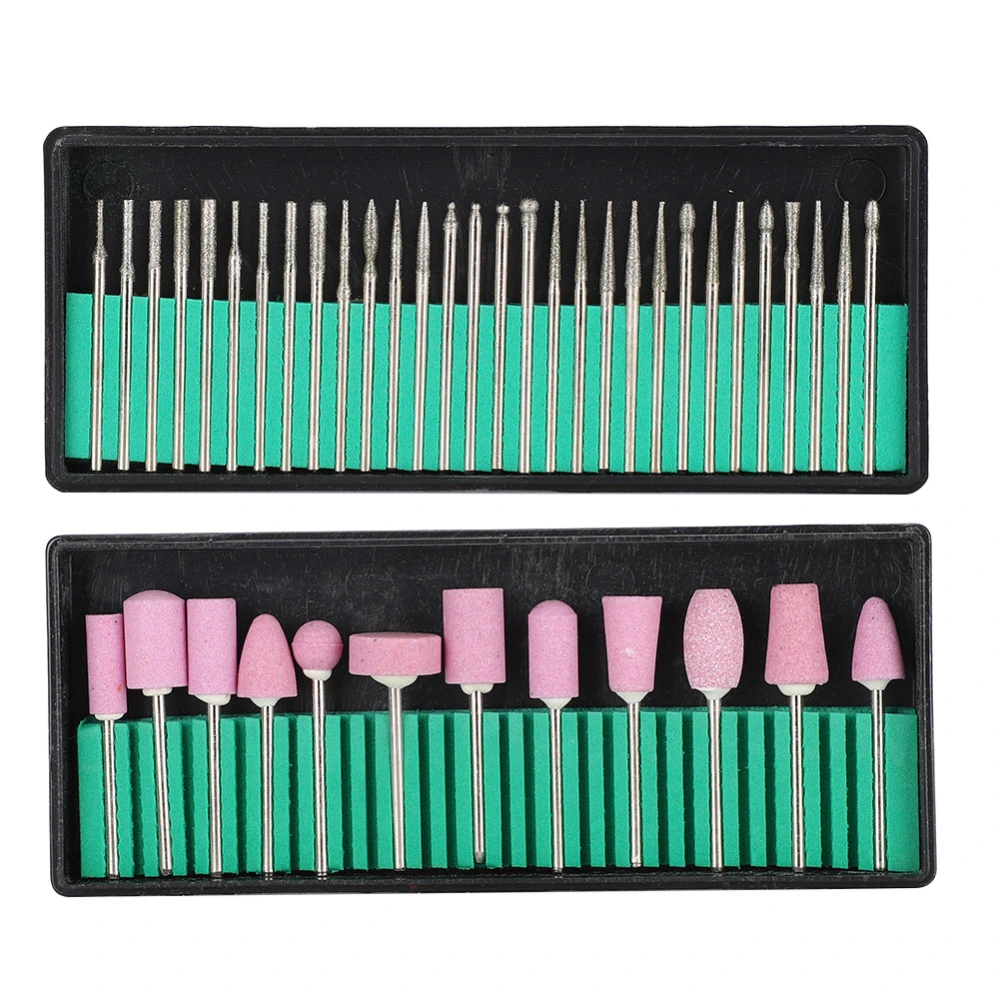 Nail Drill Bits Needle Set Nail Polishing Burr Manicure Pedicure Accessory Tool(12+30pcs )