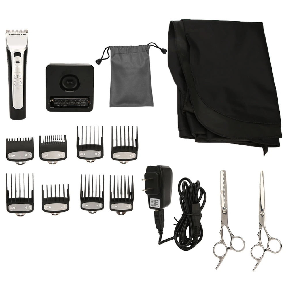 Men Electric Hair Clipper Professional Hair Cutting Scissors Set with Hair Apron Cape US Plug 100-240VSet