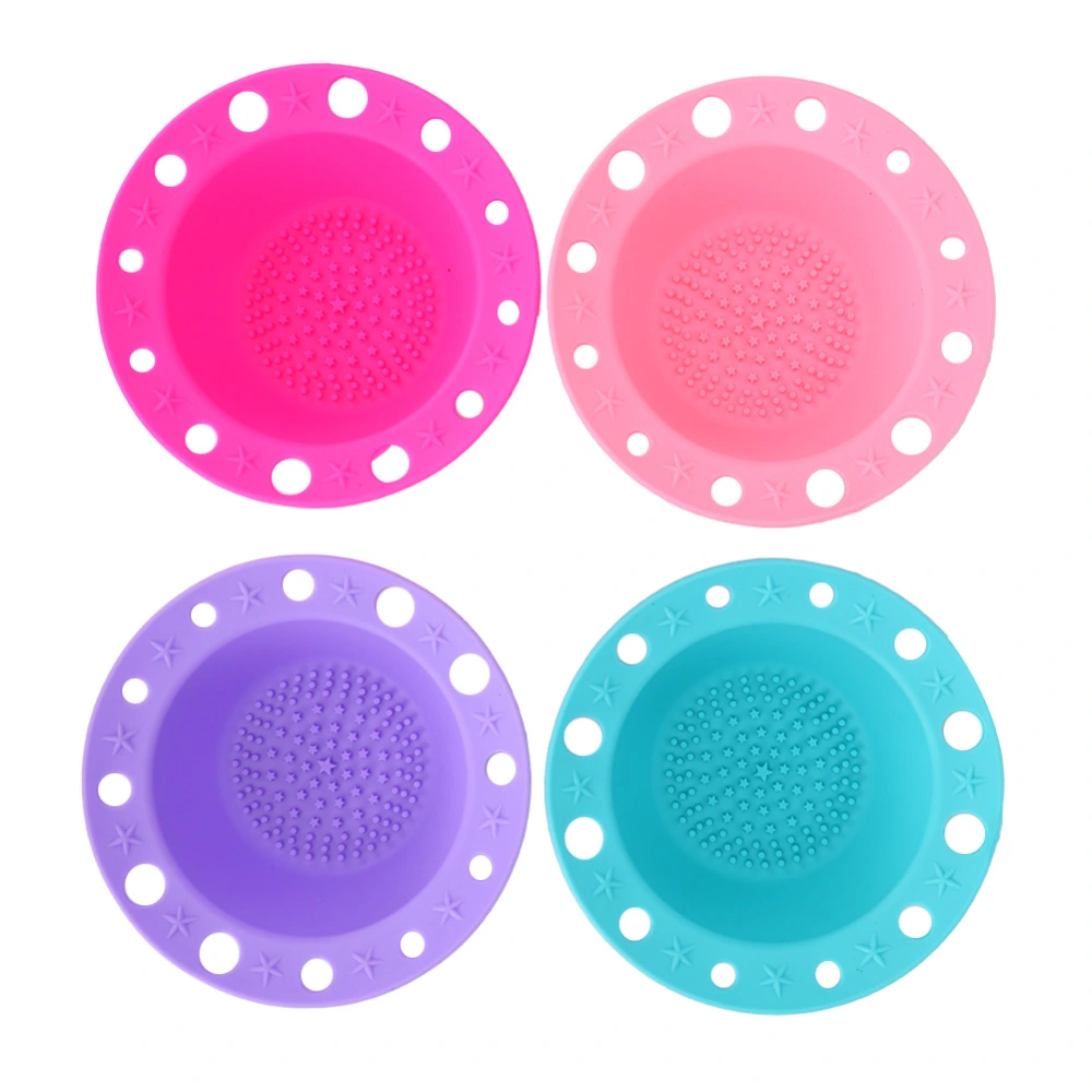 4pcs Silicone Makeup Brush Cleaner Bowl Cosmetic Brush Washing Cleaning Tool