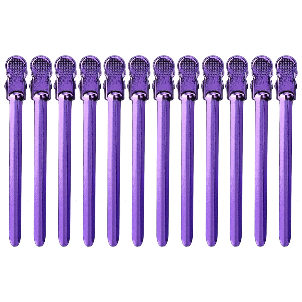 Stainless Steel Duckbilled Clip Hairdressing Hairstyle Pin Hair Styling ClampsPurple