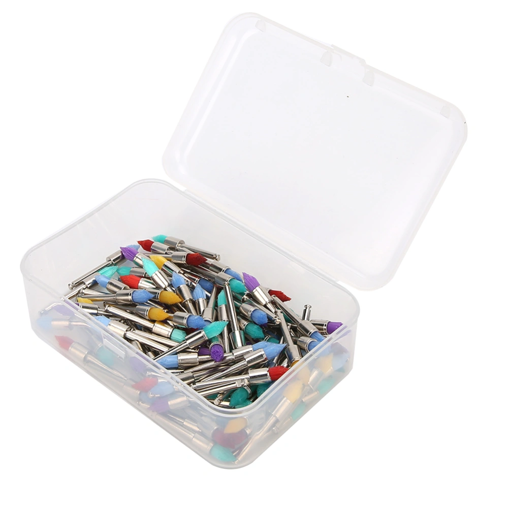 100Pcs Nylon Dental Teeth Polishing Brush Polisher Dental Supply with Storage BoxPointed Head Mixed Color