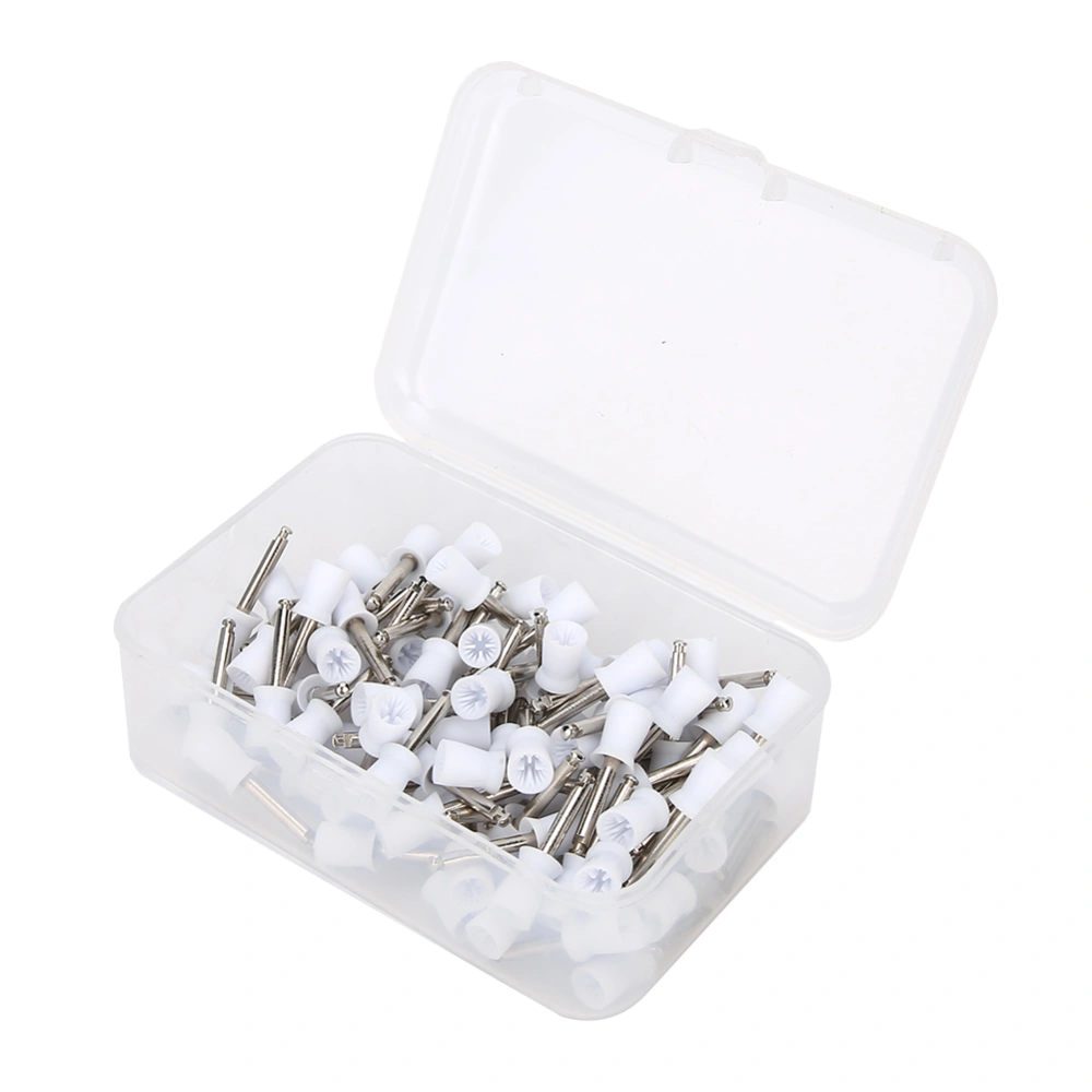 100Pcs Dental Teeth Polishing Brush Rubber Polisher Dental Supply with Storage BoxWhite