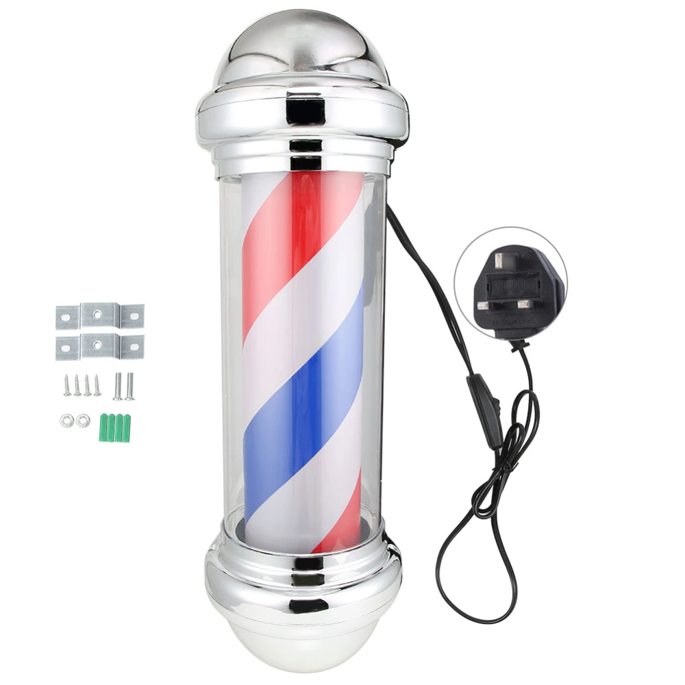 Waterproof Barber Shop Pole Red White Blue Rotating Light Stripe Sign Hair Salon LampUK Plug 220V