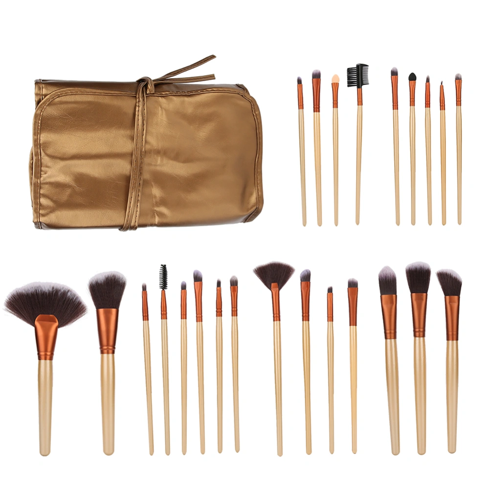 24pcs Artificial Fiber Brush Hair Soft Facial Makeup Brushes Cosmetic Brush with Bag