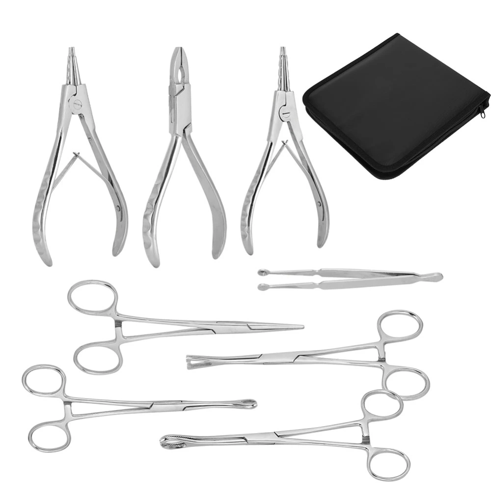 8pcs Professional Stainless Steel Body Piercing Instruments Kit Tools Body Art