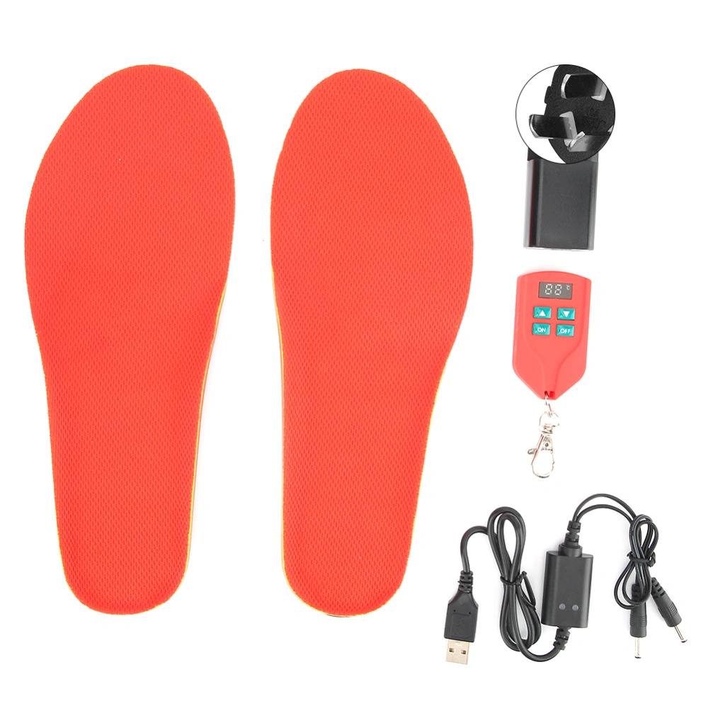 USB Heated Shoe Insoles Foot Warming Pad Mat Heating Insoles for Outdoor Sports RedAU Plug 220V 41-46