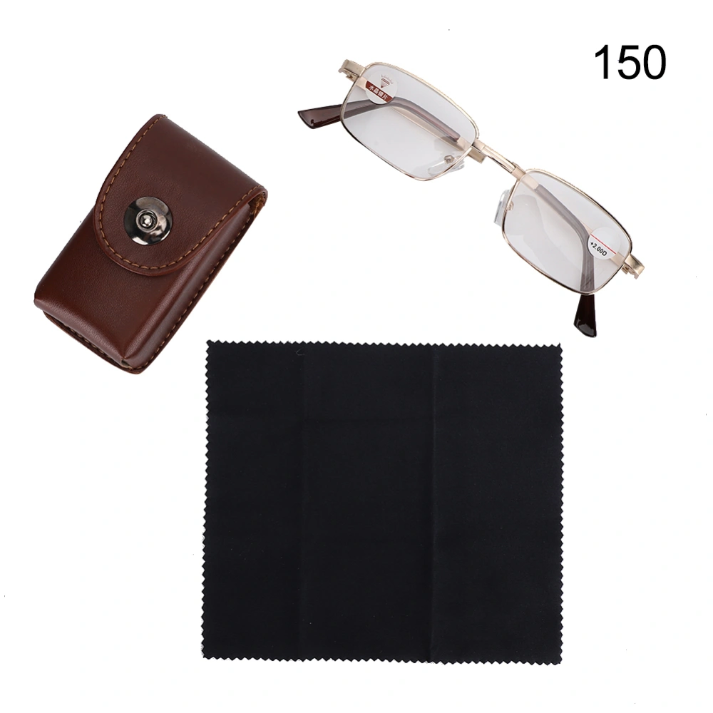 Stainless Steel Anti Slip Folding Reading Glasses Men Portable Eyewear Glasses for Elderly(+150 )