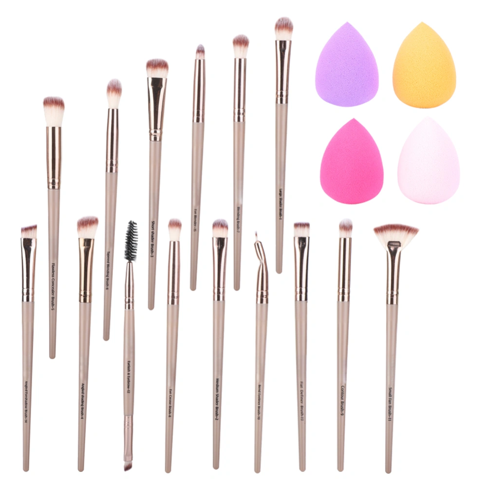 Soft Hair Eye Makeup Brush Concealer Cosmetic Brush Blusher Powder Puff Set Champaign Gold