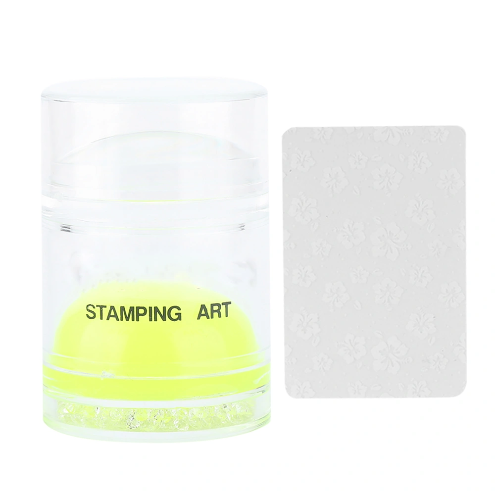 Nail Art Stamper &amp; Scraper Set Silicone Head Manicure Tool With Cap(Fluorescent Green Stamper )