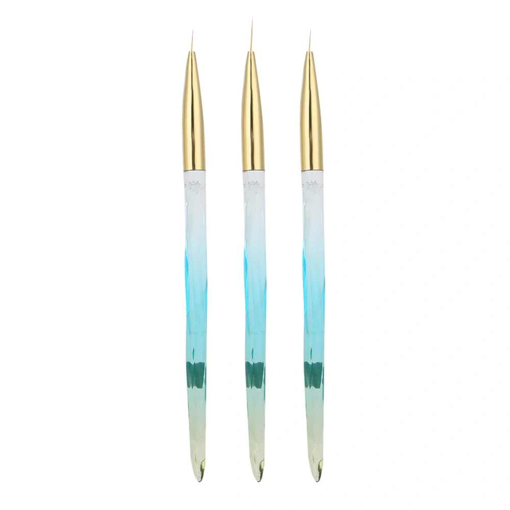 3pcs Nail Art Brushes Dotting Painting Drawing Manicure Nail Art AccessoriesYellow and Blue Gradient Nail Brush