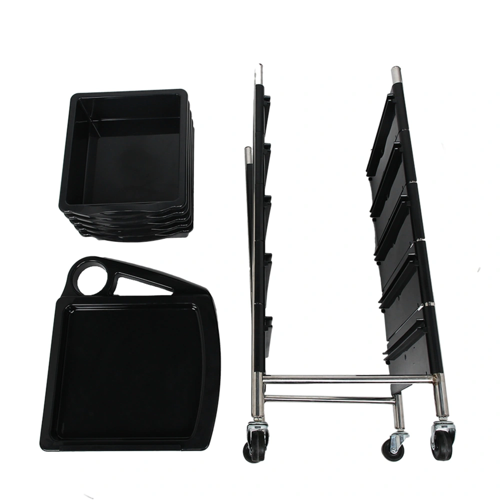 Black 5 Tier Hair Salon Trolley Barber Beauty Storage Rolling Cart Tool AccessoryBlack