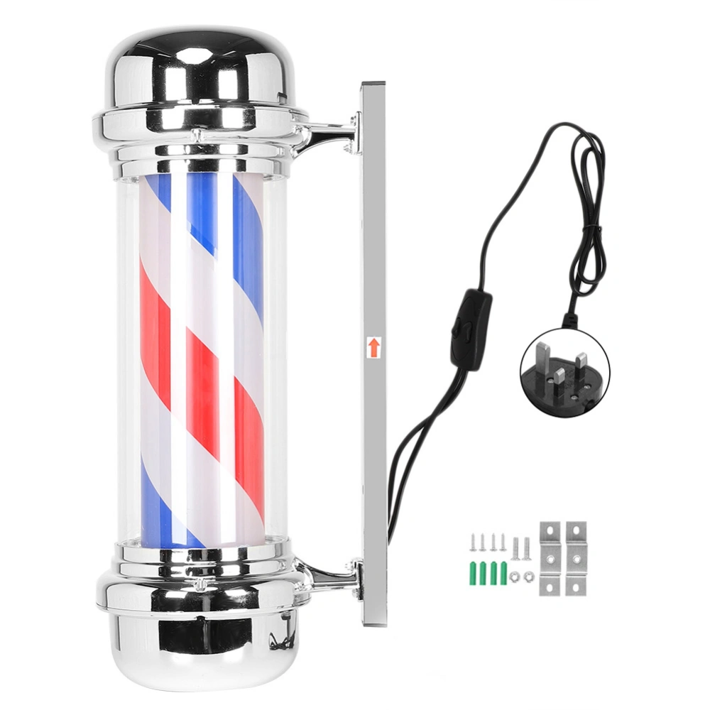 71cm/28.0inch Barber Shop Pole Red White Blue Rotating Light Stripe Sign Hair Salon LampUK Plug 220V