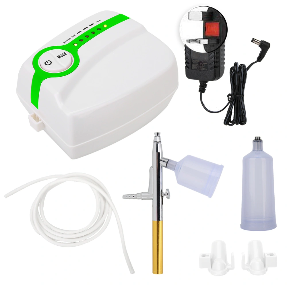 Green Portable Oxygen Injection Machine Airbrush Gun Spray Gun Nail Art Makeup ToolUK Plug 110~240V