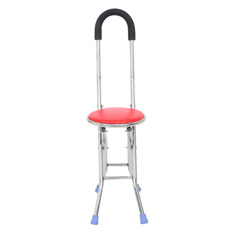 Stainless Steel Four Legs Folding Crutch Stool Walking Cane Walking Stick Chair