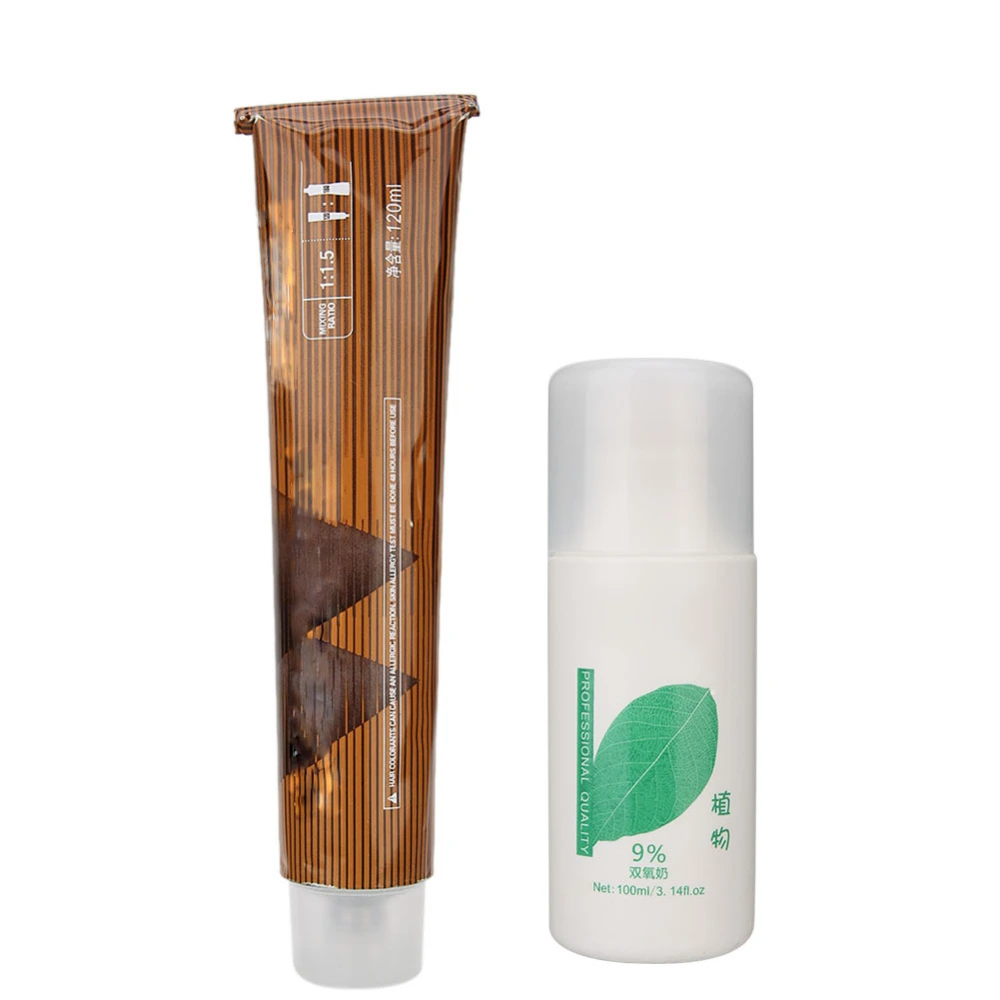 Hair Dye Cream Semi Permanent Long Lasing Hair Color Paint Cream Hairdressing Tool(Tea Color 9% Peroxide Cream )