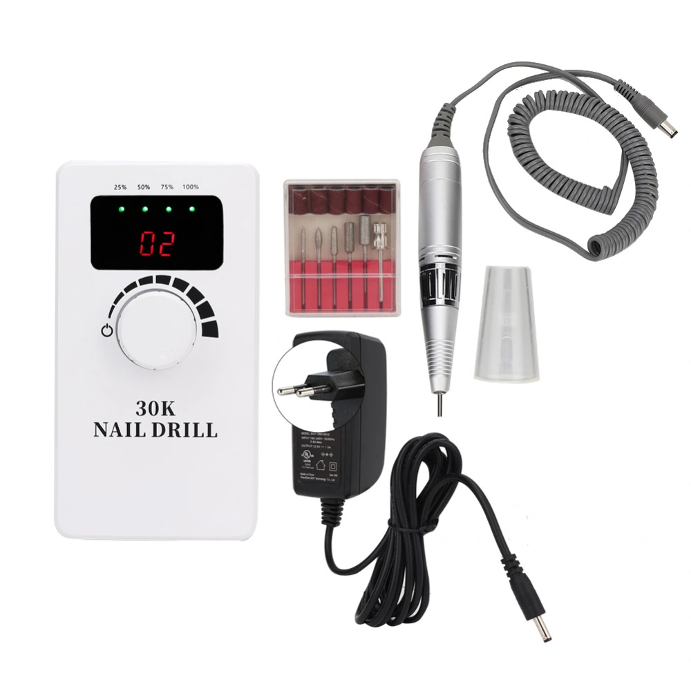 30000RPM Portable Nail Drill Machine Electric Nail Grinding Buffing Polisher Manicure Tool 100-240VEU Plug