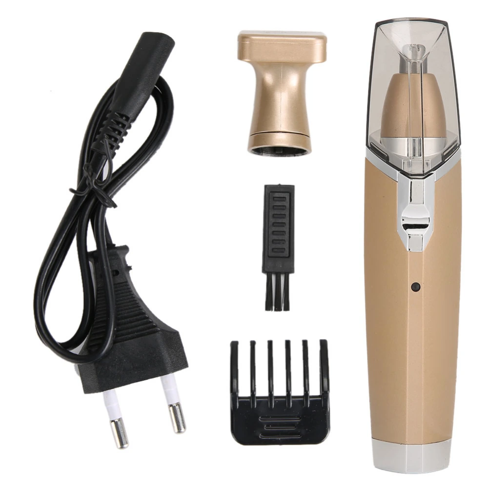 2 in 1 Rechargeable Washable Nose Hair Temples Trimmer Nasal Hair Remover EU Plug 220-240VGold