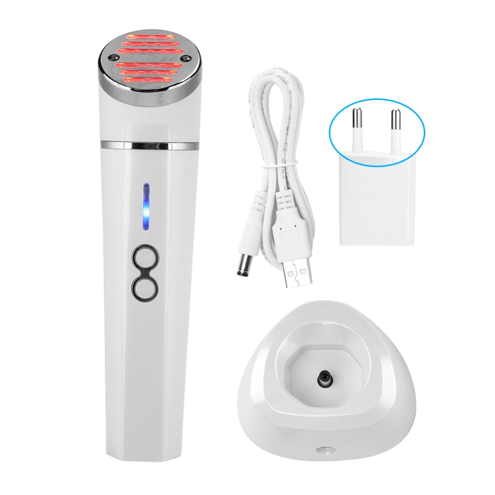 Portable Photon Red Blue Light Facial Hot Compress Massage Anti Aging Beauty Machine 100-240V(EU Plug )