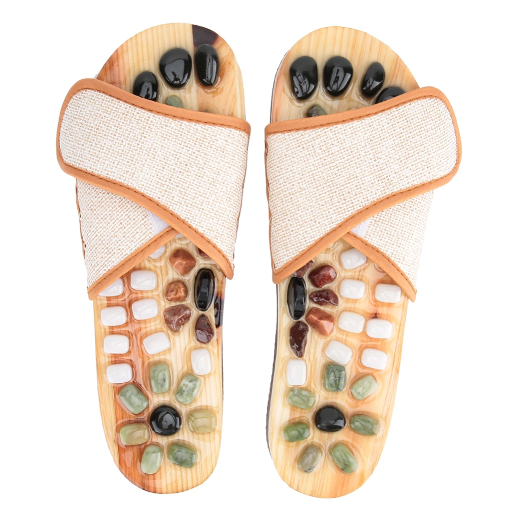 Unisex Foot Massage Slipper Pebble Foot Acupoint Stimulate Slippers for Health Care Khaki43