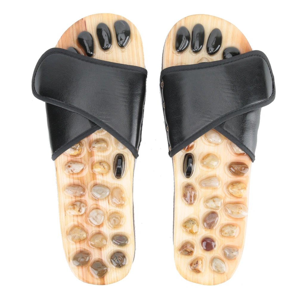 Foot Massage Slippers Pebble Stone Sandal Acupuncture Feet Relax Shoes Health CareBlack 39-40