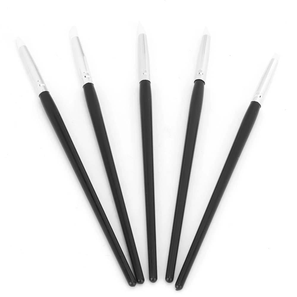 5pcs Silicone Nail Art Pen Carving Embossing Nail DIY Pen Manicure Tool5pcs Black Handle Pen