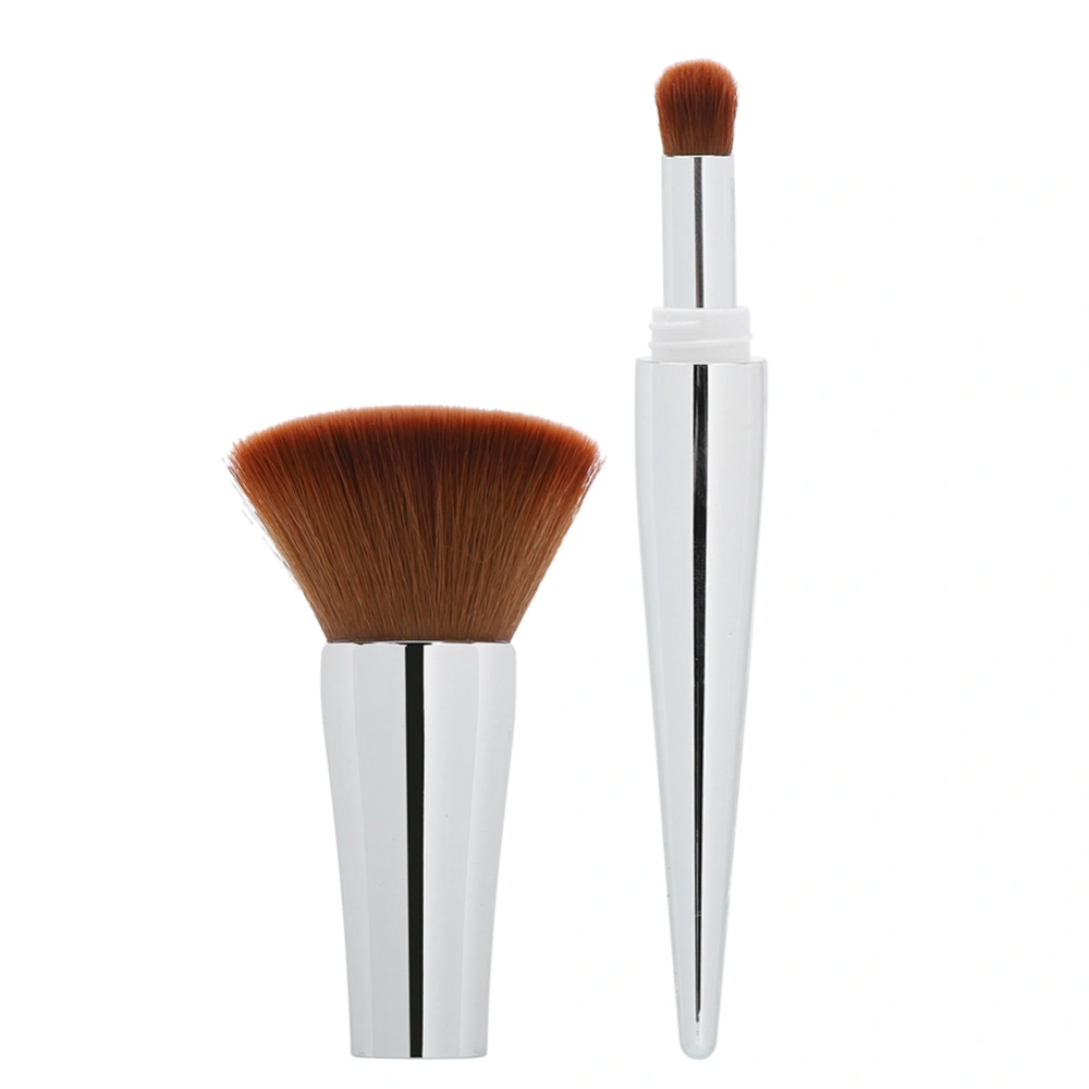 2 in 1 Multi-Functional Portable Blusher Brush Powder Cosmetic Brush Makeup ToolSilver