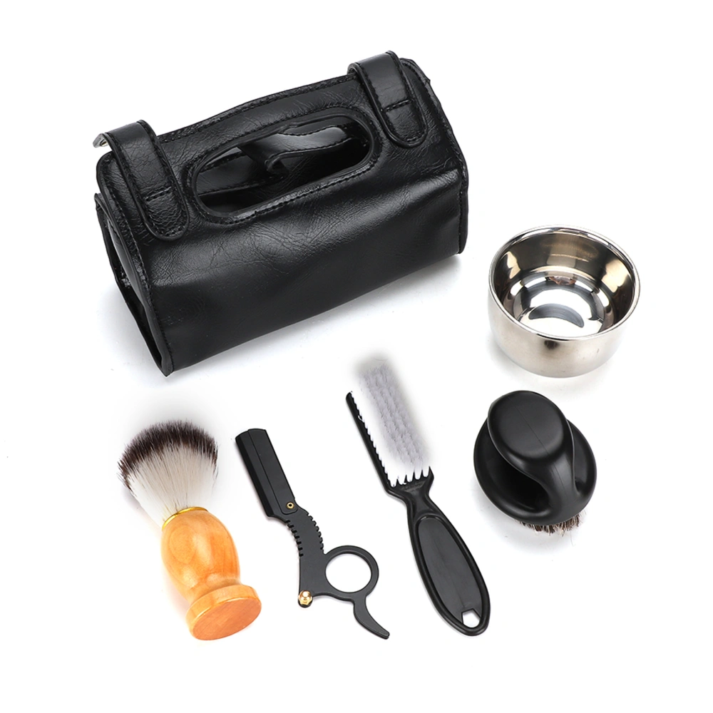 6Pcs Men Beard Hair Mustache Brush Rack Styling Shaving Soap Bowl Shaver Beard Care Tool Set6Pcs