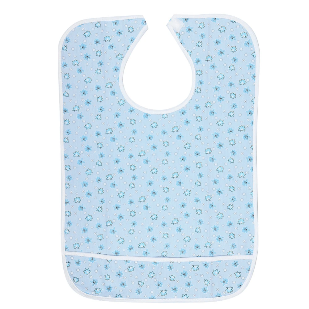 Double Layers Waterproof Saliva Towel Aprons Eating Bib Dining Aid Protector for Elderly AdultBlue Flower 45 x 65cm