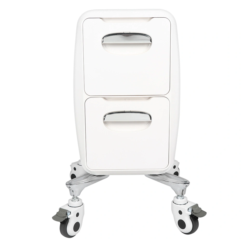 2 Tiers Storage Trolley Cart Drawer Rack Trolley Beauty Salon with 4 Omni Directional Wheels