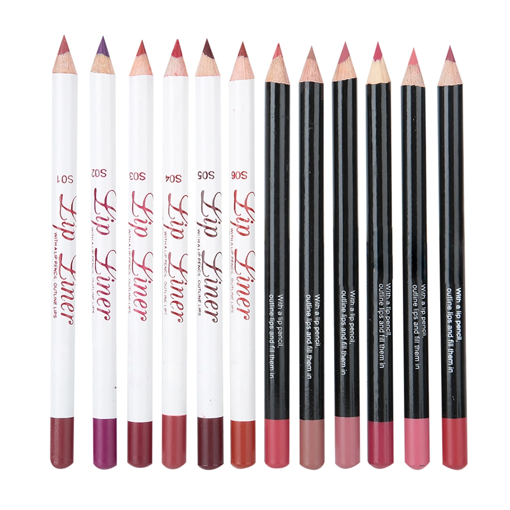 12 Colors/Set Waterproof Long-Lasting Matte Lipstick Sexy Lip Liner Pencil Makeup Cosmetic Beauty